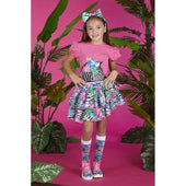 A'Dee Girls Zebra Tropical Top and Skirt Set
